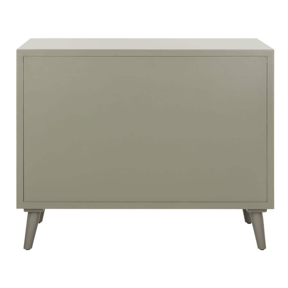 Transitional Gray 3-Drawer Chest with Black Metal Hardware