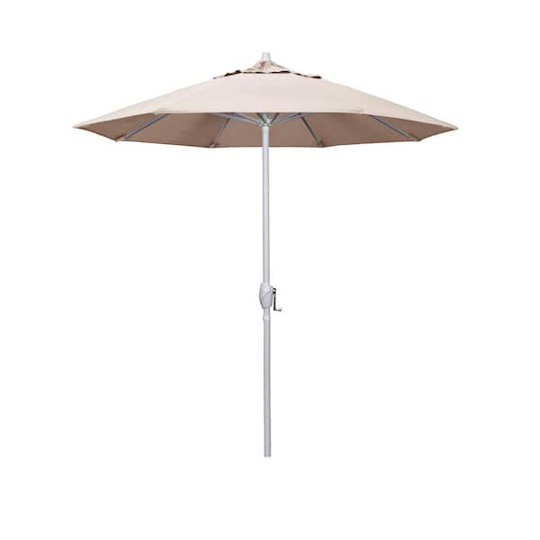 California Umbrella 7.5 ft. Matted White Aluminum Market Patio Umbrella Auto Tilt in Khaki Pacifica Premium
