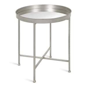 Celia 18.25 in. Silver Round Glass End Table