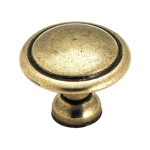 1-3/8 in. Light Antique Brass Round Cabinet Knob
