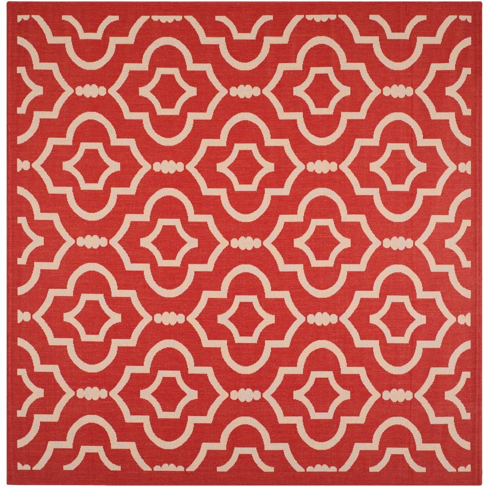 Courtyard Red/Bone 8 ft. x 8 ft. Square Geometric Indoor/Outdoor Patio  Area Rug price history on PriceWatchPro