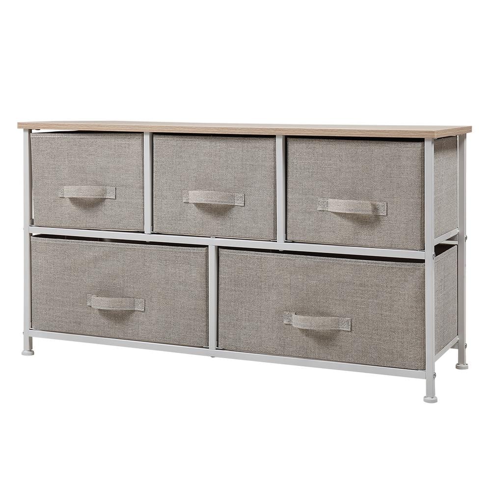 Amucolo 39.4 in. W x 11.8 in. H 2-Tier Storage Dresser with 5-Non-Woven ...