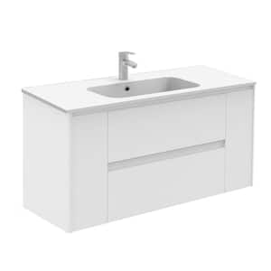 Ambra 120 47.5 in. W x 18.1 in. D x 23.1 in. H Bath Vanity in Matte White with White Ceramic Top