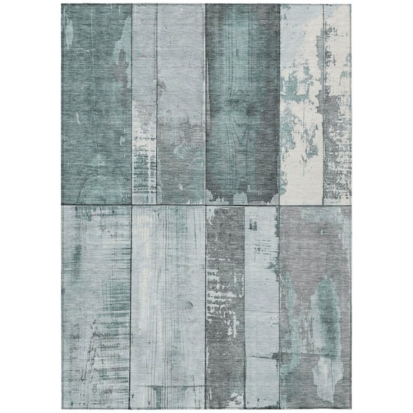 Chantille Machine Washable Indoor/Outdoor Abstract ACN1877 Seafoam 9 ft. x 12 ft. Accent Rug
