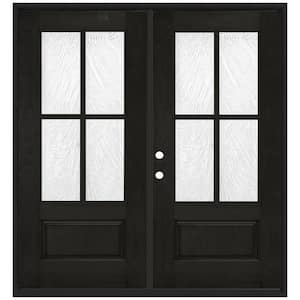 72 in. x 80 in. Regency 3/4Lite 4SDL Brook Deco Glass RHIS Onyx Fiberglass Double Prehung Front Door w/6-9/16"Jamb