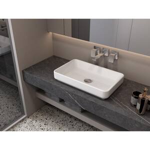 21.6 in. Ceramic Rectangular Vessel Bathroom Sink in White