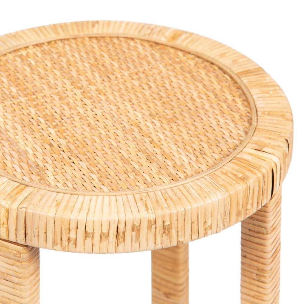 Rafina 12 in. Natural Brown Round Wicker End Table - thumbnail 5