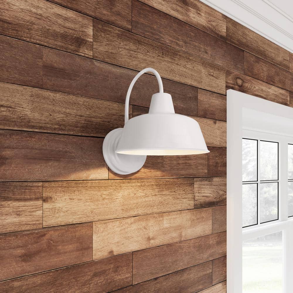 Mason White Steel 8-inch Indoor/Outdoor Wall Light
