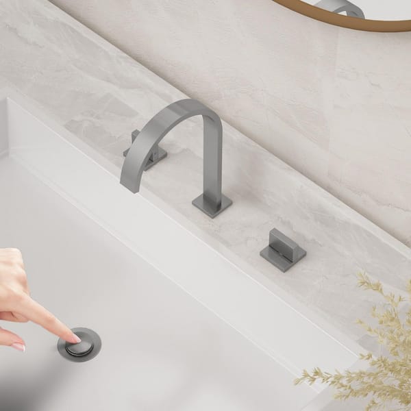 8 in. Widespread 2-Handle High Arc Bathroom Faucet in Brushed Nickel with Drain Assembly