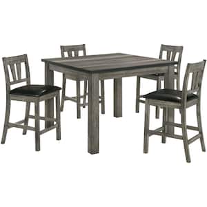 41 in. Drexel 5-Piece Counter-Height Dining Set Square Table and 4-Chairs with Faux-Leather Seats
