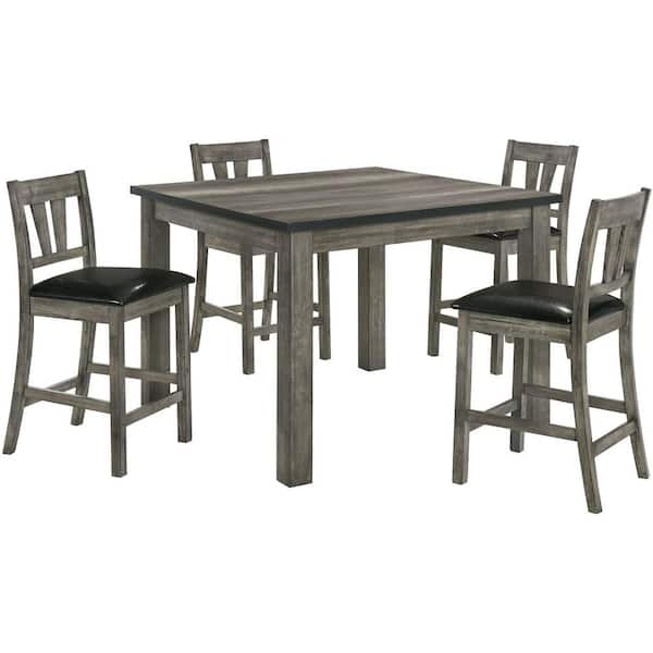 Cambridge 41 in. Drexel 5-Piece Counter-Height Dining Set Square Table and 4-Chairs with Faux-Leather Seats