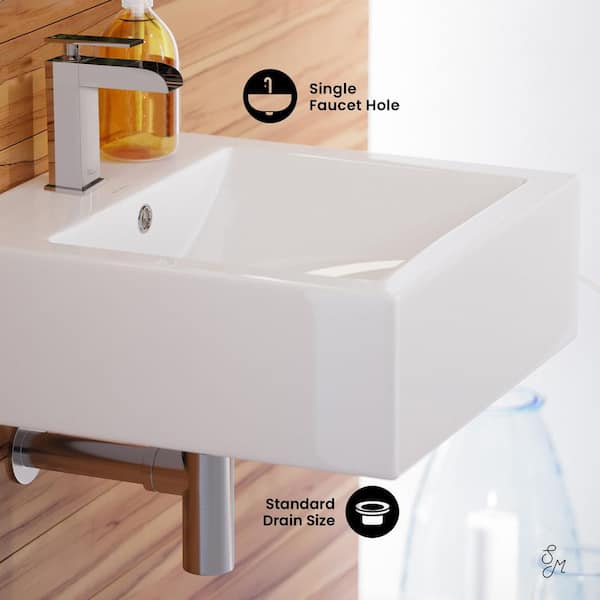 Voltaire 18 in. Square Ceramic Vessel Sink in Glossy White