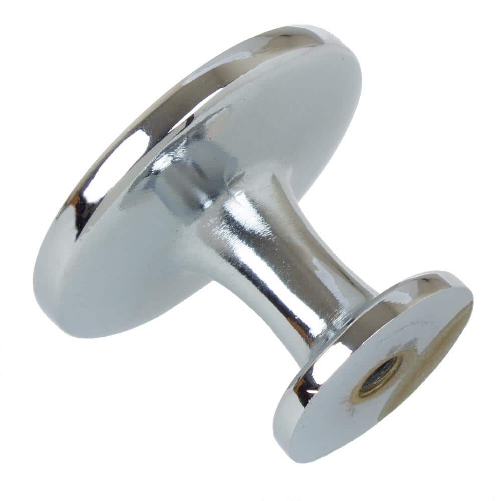 Polished Chrome Round Cabinet Knob with Mounting Hardware