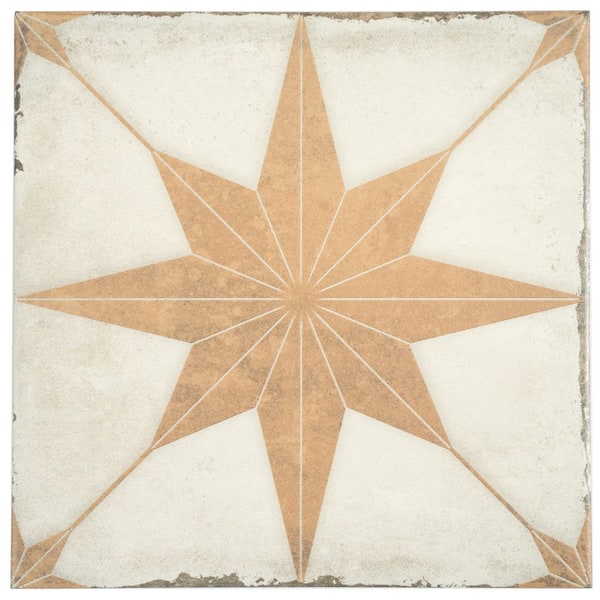 Faenza 8 in. x 8 in. Matte White Terracotta Porcelain Square Motif Tile Sample (0.44 sq ft)