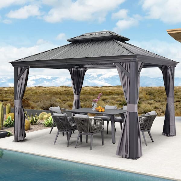 PURPLE LEAF 10 ft.x 12 ft. Luxury Aluminum Frame Hardtop Gazebo