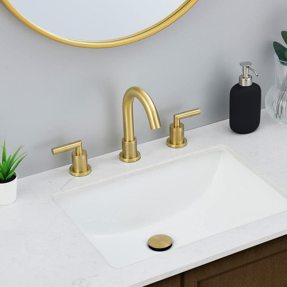 Brushed Gold Stainless Steel Double Handle Bathroom Faucet