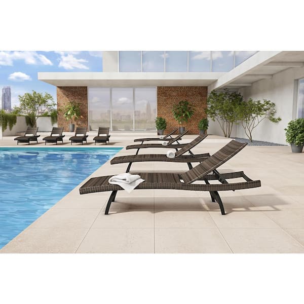 Home Decorators Collection Bayside Commercial Padded Wicker Outdoor Chaise Lounge