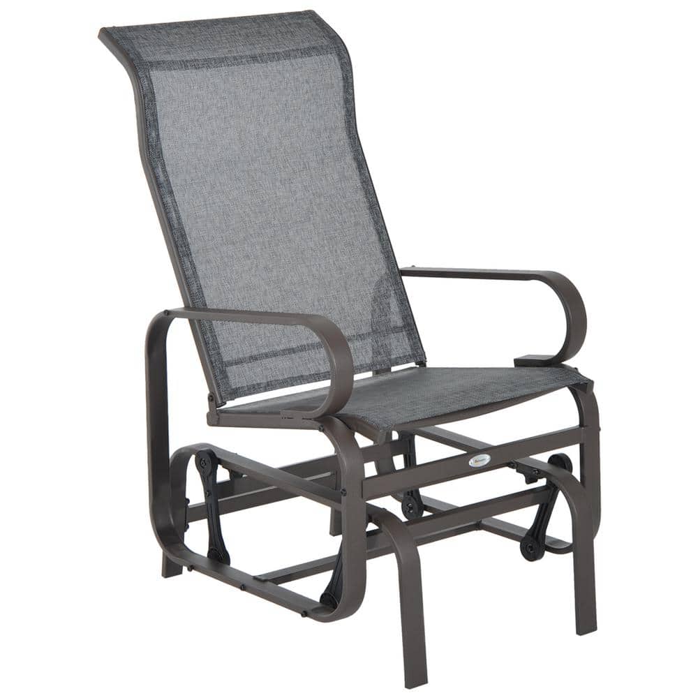 Brown Metal Outdoor Glider Chair with Smooth Rocking Mechanism and Lightweight Construction, Gray Fabric price history on PriceWatchPro