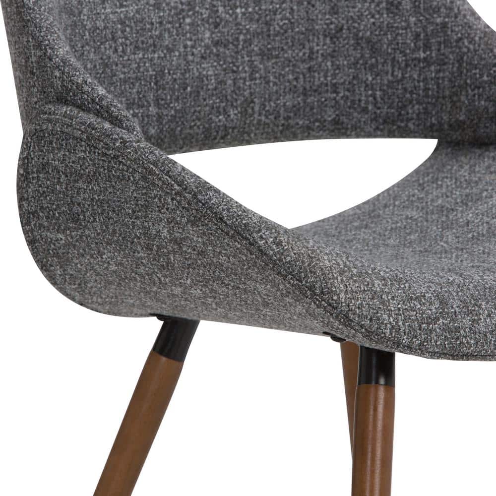 Mid-Century Modern Gray Linen Upholstered Parsons Side Chair