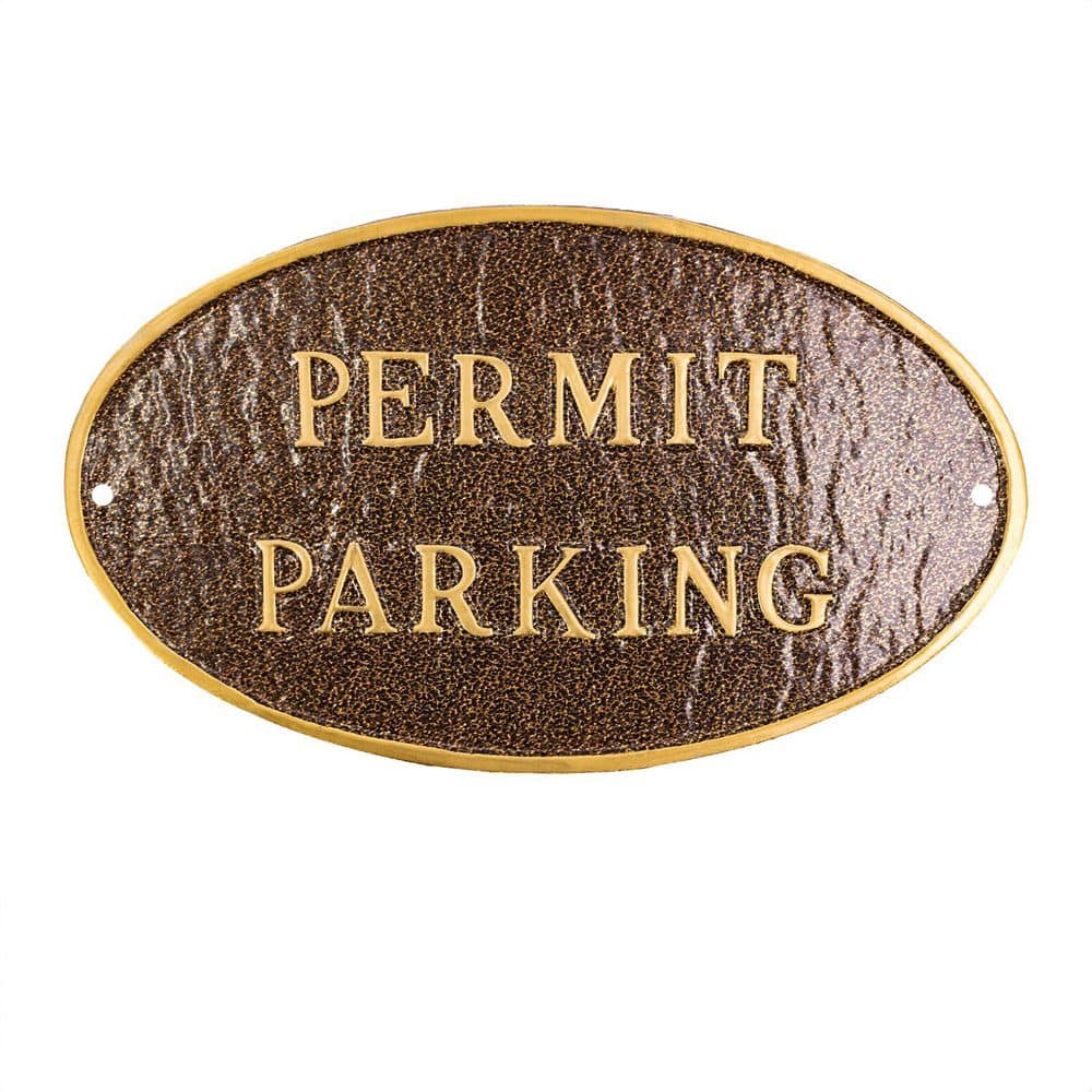 "8.5"" x 13"" Standard Oval Permit Parking Statement Plaque Sign - Hammered Bronze" product image for price tracking