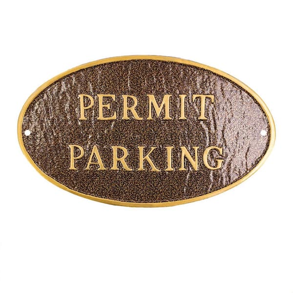 8.5 in. x 13 in. Standard Oval Permit Parking Statement Plaque Sign - Hammered Bronze