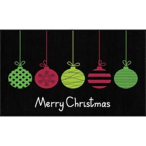 Merry Ornaments Black 2 ft. 6 in. x 4 ft. 2 in. Machine Washable Holiday Area Rug