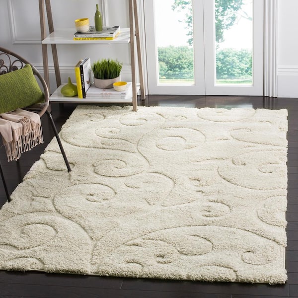 Florida Shag Cream Doormat 2 ft. x 4 ft. High-Low Floral Area Rug