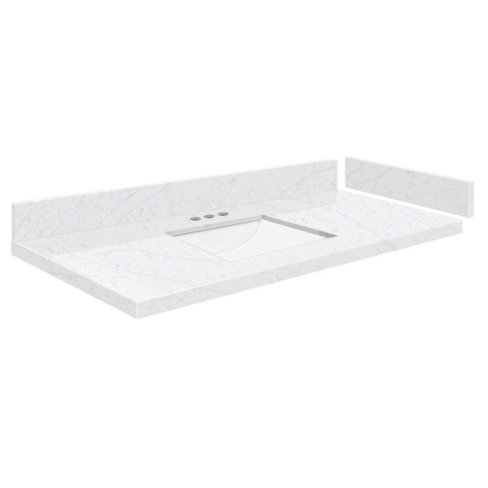Silestone 48.5 in. W x 22.25 in. D Quartz White Rectangular Single Sink Vanity Top in Statuario price history on PriceWatchPro