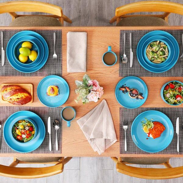 LOVECASA 16-Piece Navy Blue Porcelain Dinnerware Set Service for 4