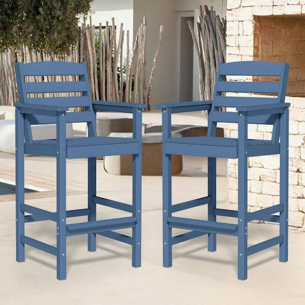 Jearey Hdpe Plastic Adirondack Outdoor Bar Stools In Navy Jygjy2jt Navy