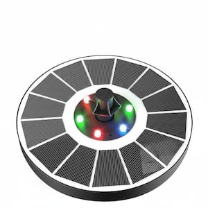 Colorful Led Lights Solar Fountain Spitter Panel 3.5W Solar Powered Water Pump Built-in 2000 Battery 7 Nozzle 4 Fixer
