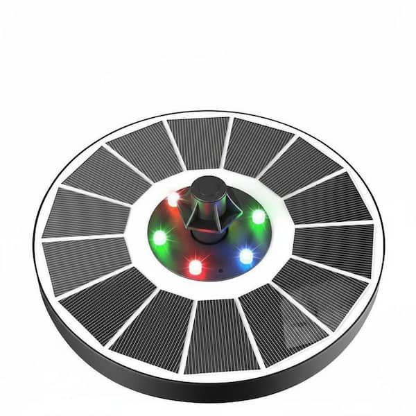 Colorful Led Lights Solar Fountain Spitter Panel 3.5W Solar Powered Water Pump Built-in 2000 Battery 7 Nozzle 4 Fixer