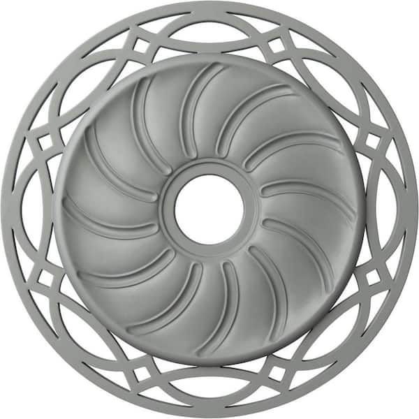 Ekena Millwork 26-5/8" x 4-1/2" ID x 1-3/8" Loera Urethane Ceiling Medallion (Fits Canopies up to 6-1/4"), Primed White