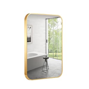 32 in. W. x 24 in. H Rectangular Framed Wall Bathroom Vanity Mirror in Gold