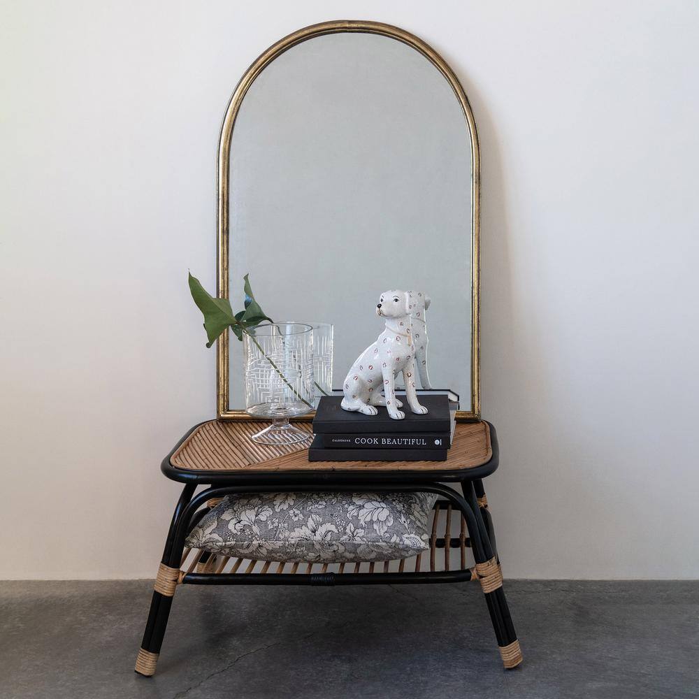 Arched Gold Metal Framed Wall Mirror, 24" x 36"