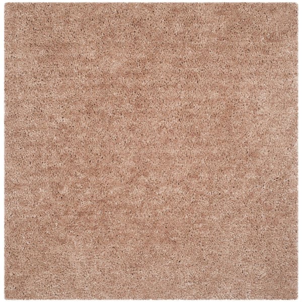 SAFAVIEH Popcorn Shag Beige 6 ft. x 6 ft. Square Solid Area Rug