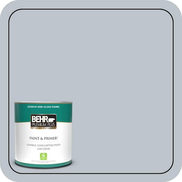 BEHR PREMIUM PLUS 1 qt. #N490-2 Icicles Semi-Gloss Enamel Low Odor Interior Paint & Primer