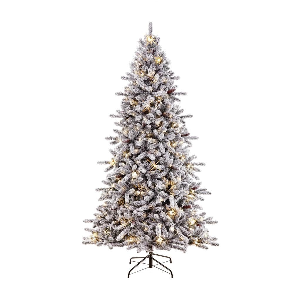 pre lit flocked christmas tree