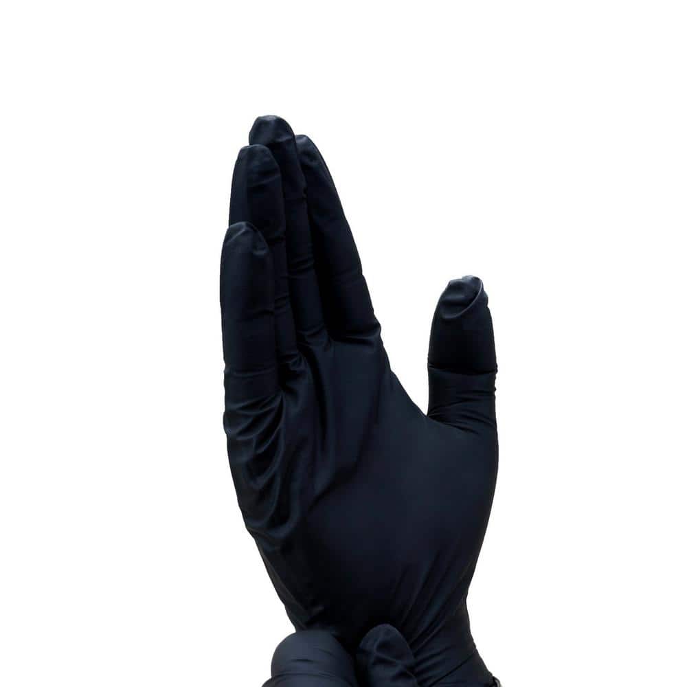 240mm Black Commercial Powder Free Disposable Nitrile Gloves 6 mil 100 per Pack Micro Diamond Textured Size M 