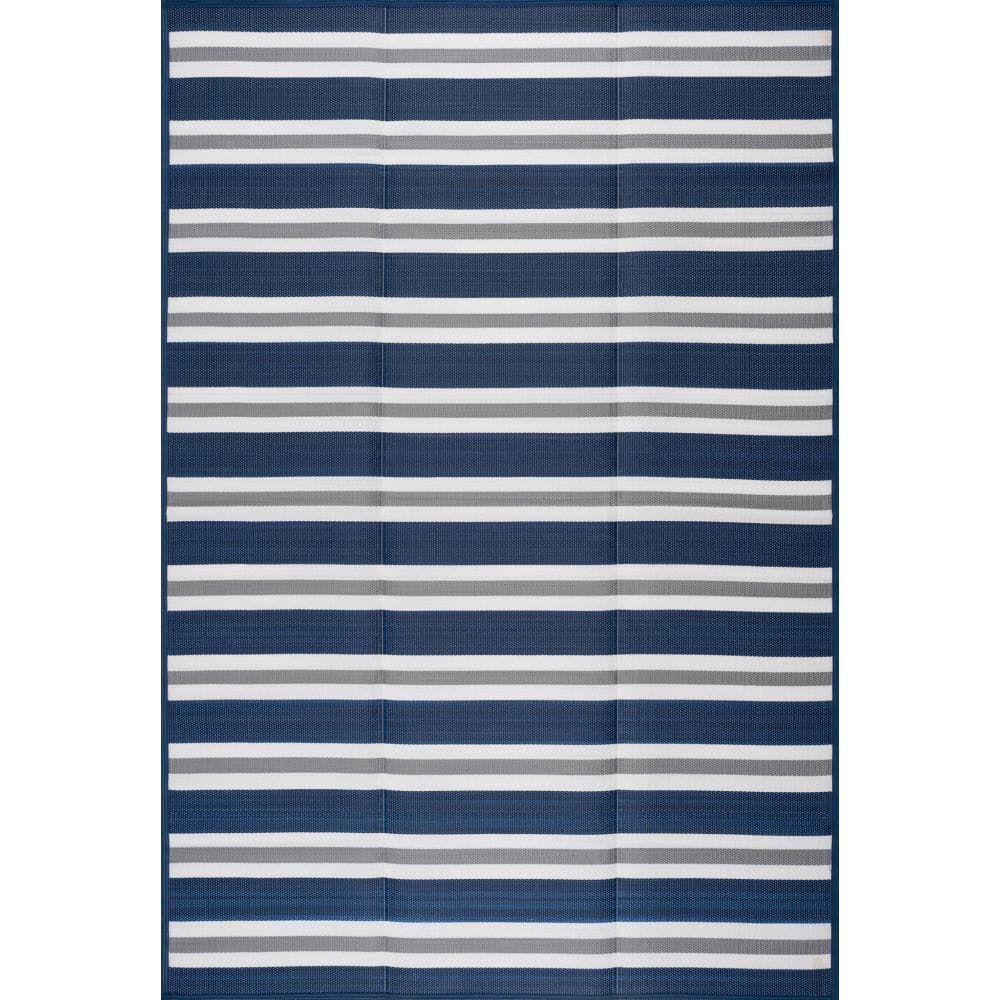 Tayse Rugs Luna Navy 9 Ft X 12 Ft Stripes Indoor Outdoor Area Rug tayse-rugs-luna-navy-9-ft-x-12-ft-stripes-indoor-outdoor-area-rug