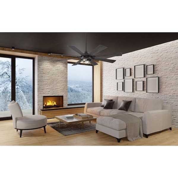Southbourne 60 in. LED Indoor Matte Black Ceiling Fan with Light and Remote Control Included