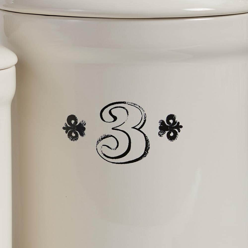 Cream Ceramic Numbered Canister Set with Airtight Lids