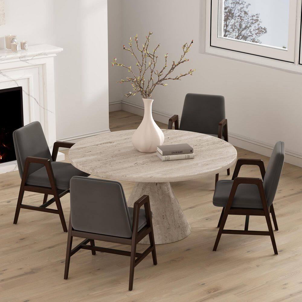 Stella Modern Graphite Velvet Upholstered Dining Arm Chair (Set of 4)