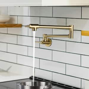 Modern Wall Mount Pot Filler in Brushed Gold