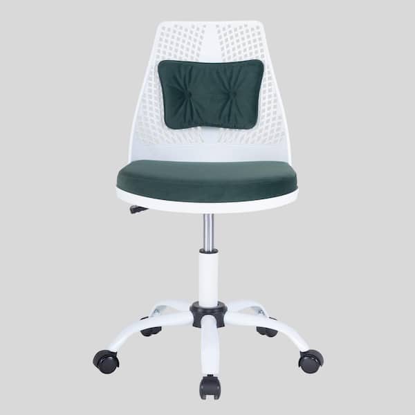 Unbranded 22in. W Green Fabric Seat Armless Task Chair with Adjustable Height
