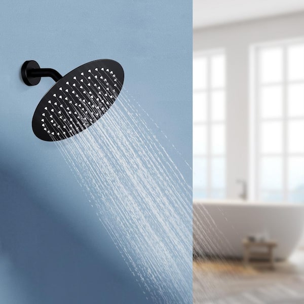 1-Spray Patterns with 1.8 GPM 10 in. Wall Mount Rain Fixed Shower Head in Matte Black