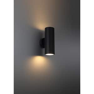 2-Light Black LED Outdoor Wall Lantern Sconce (1-Pack)