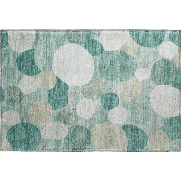Mayfield Premium Machine Washable Abstract AMF2375 Teal 2 ft. x 3 ft. Accent Rug