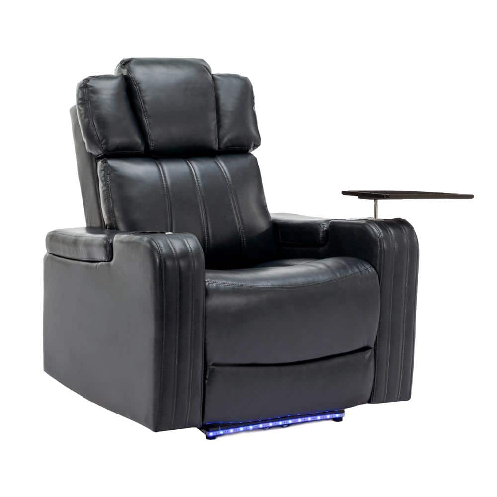 Merax Black Home Theater PU Leather Power Recliner with Bluetooth ...