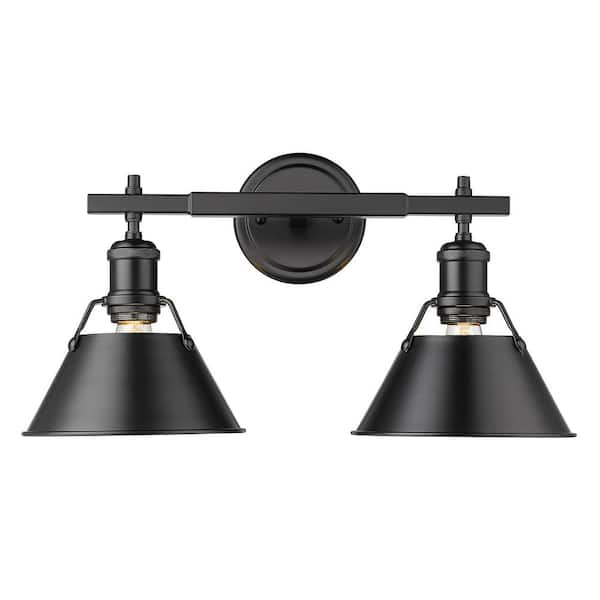 Golden Lighting Orwell 4.875 in. 2-Light Black Vanity Light with Black Shade